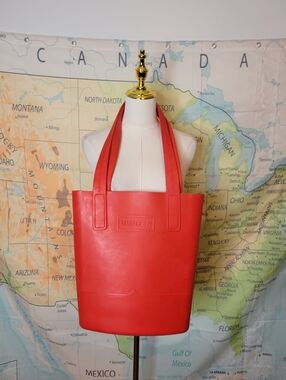 Hunter Red Rubber Tote with Wide Shoulder Straps